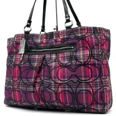 極美品● COACH コーチ ポピー トートバッグ 大容量 マルチカラー ロゴ チャーム ナイロン レザー F15480