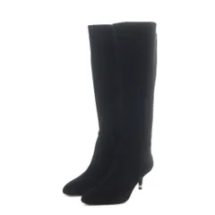 コーチ COACH ロングブーツ スエード レザー 本革 37 23.5cm 24cm 黒 ブラック ポインテッドトゥ 細ヒール /RI ■OS