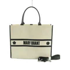 マリークワント MARY QUANT EAT ME バイカラートートバッグ キャンバス 白 黒 /MI ■OS