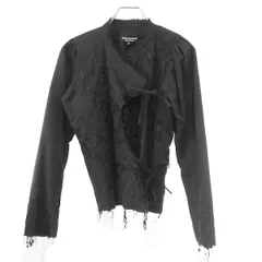 JUNYA WATANABE COMME des GARCONS ジュンヤワタナベコムデギャルソン 2005SS フラワーエンブロイダリーノーカラーラップジャケット JO-J009 ブラック Mのサムネイル
