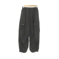 ジーナシス JEANASIS パンツ M 黒 ブラック カーゴポケット ドローストリングヘム ワイドシルエット /MN13 ■GY99