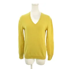 ユニクロ UNIQLO ニット セーター カシミヤ M 黄 イエロー Vネック 無地 長袖 /AH3 ■GY99