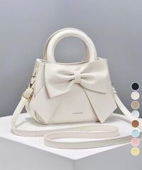 MIN.LI.ELL 牛革 リボンハンドバッグ ボルドー系 - メルカリ