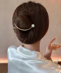 お洒落 上品 パール調バレッタ