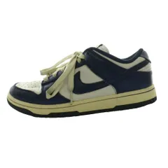 ナイキ NIKE ウィメンズ ダンク ロー プレミアム WMNS DUNK LOW PRM スニーカー US7 24cm 紺 ネイビー 白 ホワイト FN7197-100 ■SH /SS ■OS