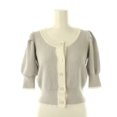 ナイスクラップ NICE CLAUP 24SS 配色 ニット カーディガン 五分袖 バイカラー F グレー 白 ホワイト /AT ■OS