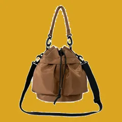 巾着型 撥水加工 軽量 バッグ ショルダー ナイロン 手提げ 2WAY 通勤 通学 レディース 旅行 [1/2plus] 7色