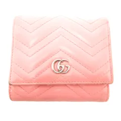 グッチ GUCCI GGマーモント 二つ折り財布 小銭入れ ロゴ ステッチ 598629・534563 ピンク /JS ■GY17 ☆AA★