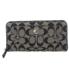 コーチ COACH 長財布 ラウンドファスナー シグネチャー ジャガード キャンバス グレー ブラック /YO13 ■GY1