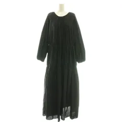 ザラ ZARA コットンポプリンティアードワンピース L ブラック /ES ■OS