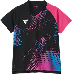 ヴィクタス VICTAS 卓球 ゲームシャツ V-LGS606 レディース トップス ユニフォーム JTTA公認 吸汗速乾 インクジェットプリント 部活 クラブ サークル チーム 試合 練習  512604 1000 ブラック