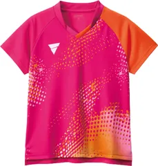 ヴィクタス VICTAS 卓球 ゲームシャツ V-LGS606 レディース トップス ユニフォーム JTTA公認 吸汗速乾 インクジェットプリント 部活 クラブ サークル チーム 試合 練習  512604 7000 ピンク