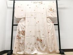 平和屋着物●東京手描友禅　加納知之　塩瀬　九寸名古屋帯　駒刺繍　舞桜　金彩　半色　正絹　逸品　DAAY1392ps 平和屋着物○塩瀬 九寸名古屋帯 駒刺繍 御所車花文 黒地 金彩 正絹