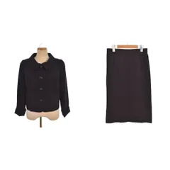 ニナリッチ NINA RICCI スーツ ジャケット スカート セットアップ フォーマル 無地 襟付き フロントボタン ウエストゴム 13AR 黒 ブラック 1705444-01 ■ECD001のサムネイル