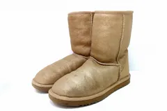 【222563】UGG アグ  クラシックショート ムートンブーツ  ・W8　約25.0ｃｍ相当 メタリックベージュ