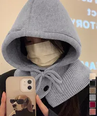 フード付きニットマフラー バラクラバ　可愛いニット帽 おしゃれ