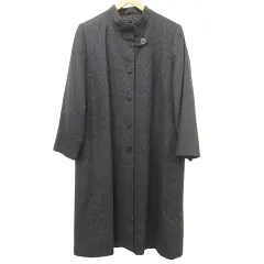 レマロン remalon 美品 カシミヤ混 コート ロング ウール スタンドカラー ジャケット 約XL グレー■GY99