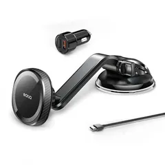 【新品】 OQTIQ ワイヤレス車載充電器マグネット式車載ホルダー(日本語取扱い説明書付) Magsafe対応 ワイヤレス出力 (7.5W) 【USBケーブルとカーチャージャ付属】 置くだけ充電 磁力強く ダッシュボード取り付け 国内正規品 1