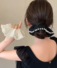 パール付きシュシュ ヘアゴム