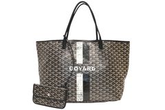GOYARD ゴヤール マーカージュアート サンルイGM トートバッグ STLOUIGMLTY01CLO1P PVC レザー ブラック ホワイト ブラウン 美品 中古 4b012449