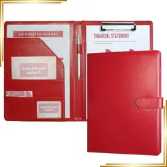 【新品】 クリップボード バインダーA4 フォルダ 二つ折りPU 会議パッドクリップファイル デスクパッド署名フォルダ A4書類フォルダー 契約書サイン専用 オフィス用品 事務用品 (赤) 0