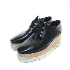 ステラマッカートニー STELLA McCARTNEY エリス プラットフォームシューズ 厚底 レザー 38 25cm 黒 ブラック /AS ■OS