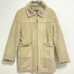 【224335】COMME CA ISM コムサイズム  ボアジャケット　アウター　内ボア　ジッパーフライ　F  ・ ベージュ系