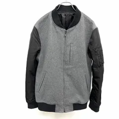 【中古】[印象A] THE SHOP TK ザ・ショップ ティーケー ブルゾン / ジャケット レディース L ヘザーグレー×ブラック 杢グレー ポリ×毛など ダブルジップ 袖のみ中綿入り 内ポケット×１ メルトン 裏地付き 無地 長袖のサムネイル