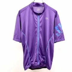 【中古】[印象AB] TIGORA ティゴラ ジップアップシャツジャケット レディース L パープル×ブルー 紫 背中の裾にポケット ロゴプリント 素材不明ですが恐らくポリ100% 薄手 モックネック 裏地無し 非売品 サンプル品 半袖のサムネイル