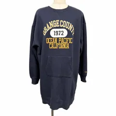 【中古】[印象AB] OCEAN PACIFIC オーシャンパシフィック スウェットワンピース レディース L ネイビー 紺 ポリ×綿 プルオーバー 裏起毛 カレッジプリント 英字 長袖 Vガゼットのサムネイル
