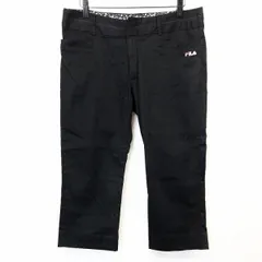 【中古】[印象B] FILA フィラ レディース O (XL) ブラック 黒 綿×ポリウレタン 薄手 クロップドパンツ ボトムス ウエストと裾に花柄裏地付き ロゴ 鍵ホッのサムネイル