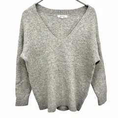 【中古】[印象A] プラステ PLST ニット セーター センターシーム Vネック 無地 長袖 プルオーバー 羊毛×カシミヤ M ヘザーグレー レディース