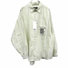 【新品】[印象N] アズールバイマウジー 若干透け感 シャツ ビッグシルエット ストライプ 長袖 綿×ポリ F グリーン 緑 レディース(メンズ？)