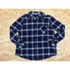 古着 GLOBAL WORK グローバルワーク Mサイズ レディース シャツ チェック柄 長袖 胸ポケット付き ネイビー×レッド×グリーン×ホワイト