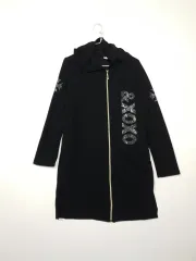 XOXO ブラック フード ロング カーディガンㅡ0155