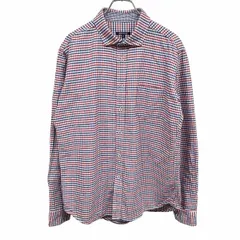 【中古】[印象AB] ABAHOUSE アバハウス シャツ メンズ 4 赤×青×白 綿100% コットン100% チェック 平織 ワイドカラー 胸ポケット ロングスリーブ 長袖のサムネイル