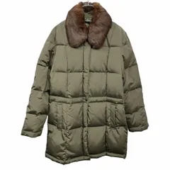 【中古】[印象AB] NEWYORKER ニューヨーカー ダウンコート レディース L 11AR グリーン ポリ100%(詰物：ダウン70%＋フェザー30%/ファー：うさぎ) ファー脱着可 ステンカラー フライフロント ジップアップ 内ポケット無し 筒袖 無地のサムネイル