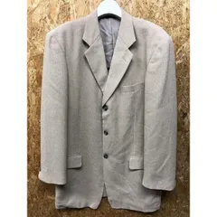 古着 ヒロココシノ オム HIROKO KOSHINO HOMME テーラードジャケット 背抜き裏地 ノーベント サイズ96A7 ライトサンドブラウン メンズ