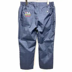 【中古】[印象A] FILA フィラ テーパードパンツ メンズ L ネイビー×レッド×ブラック 紺 ポリ100% ジップフライ グレンチェック メッシュ裏地 ロゴ刺繍のサムネイル