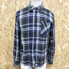 【中古】[印象BC] BEAMS ビームス メンズ S ブルー系×ホワイトなど 綿100% 起毛シャツ ソフトネル チェック柄 胸ポケット付き レギュラーカラー 長袖のサムネイル