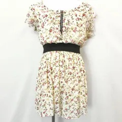 【新品】[印象N] archives アルシーヴ 楊柳シフォンワンピース レディース M アイボリー 生成り色 ポリ100% ハンカチスリーブ フロントフリル 薄手 裏地付き 花柄のサムネイル