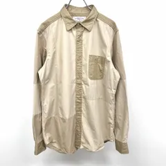 【中古】[印象AB] GREEN LABEL RELAXING UNITED ARROWS シャツ メンズ L ベージュカーキ系 綿100% 猫目ボタン 切り返し生地 リップストップ 無地 長袖 胸ポケットのサムネイル