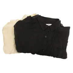 アズールバイマウジー AZUL by moussy シアー シャツ ワンピース 長袖 ロング 2点セット ホワイト ブラック S ■FF
