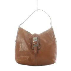 ヒロフ HIROFU ハンドバッグ レザー 本革 キャメル バックル付き ロゴエンボス /RI ■OS