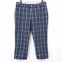 【中古】[印象AB] ikka イッカ クロップドパンツ レディース 67-93 ネイビー 紺 綿×ポリエステル×ポリウレタン テーパード チェック ダブル 7分丈のサムネイル