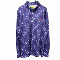 【中古】[印象B] BLUE CRUSH ブルークラッシュ ポロシャツ メンズ XL LL ネイビー 紺×レッドピンク×白 ポリ100% ボタンダウン ボーダー×チェック 内側が微起毛 長袖のサムネイル
