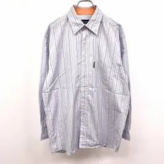 【中古】[印象AB] Golden Bear ゴールデンベア シャツ メンズ M ヘザーネイビー×ネイビー×イエロー 杢紺 綿100% コットン ピンストライプ 長袖 胸ポケットのサムネイル