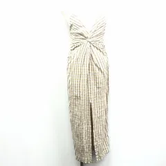 古着 ザラ ZARA シャツ生地 キャミソールワンピース チュニック チェック 裏地無し 前スリット フロントツイスト M 黄×紫×白系 レディース