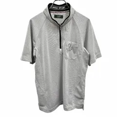 【中古】[印象A] PARIS SPORT パリス スポーツ ポロシャツ メンズ M グレー系(ホワイト×ブラック) ポリ100% 胸ポケットに刺繍 ゴルフ ハイネック ハーフジップ 鹿の子 ラグラン 半袖のサムネイル