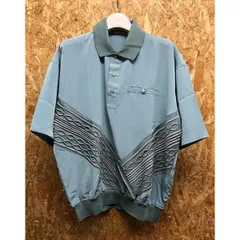 古着 Arnold Palmer アーノルドパーマー M メンズ 薄手 プルオーバーシャツ 裾にゴム リブカラー 半袖 ポリエステル100￥% ブルーグリーン